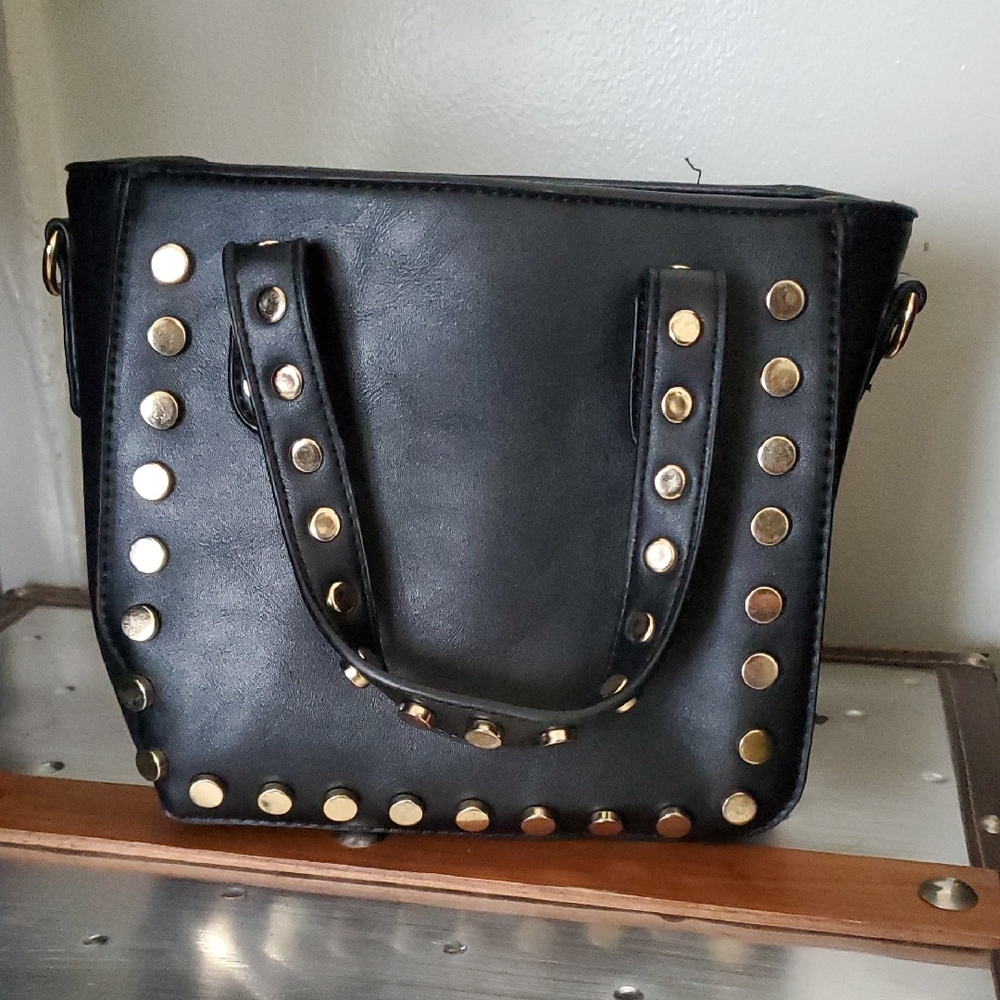 Black Studded Mini Tote Bag